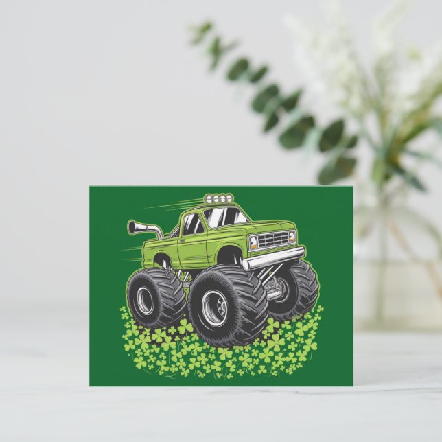 Boys St Patricks Day Kleinkind Lucky Monster Truck Postkarte (Stehend Vorderseite)