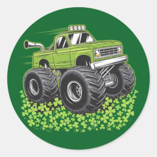 Boys St Patricks Day Kleinkind Lucky Monster Truck Runder Aufkleber