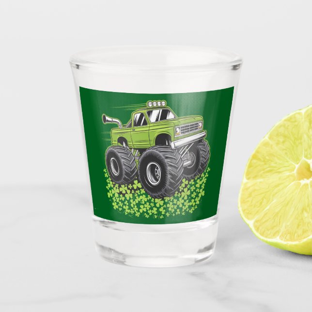 Boys St Patricks Day Kleinkind Lucky Monster Truck Schnapsglas (Vorderseite)