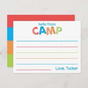 Boys Summer Camp Stationery farbenfroh rustikal Mitteilungskarte