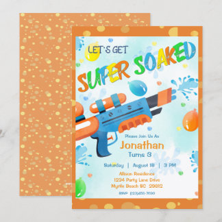 Boys Summer Watergun Pool Geburtstagsparty Einladung