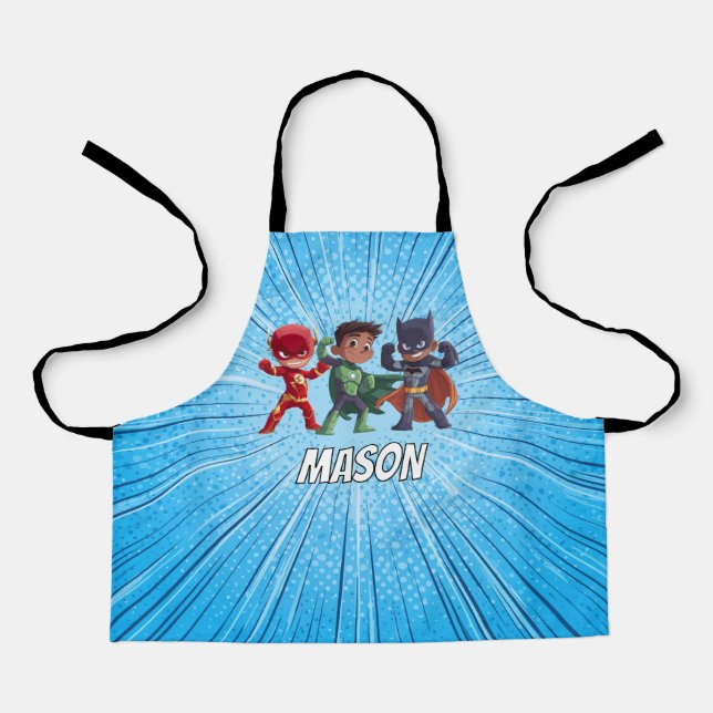 Boys Superhero Custom Name Apron Personalised Schürze (Vorderseite)