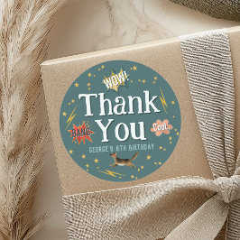 Boys Superhero Kindergeburtstag Gevor Runder Aufkleber