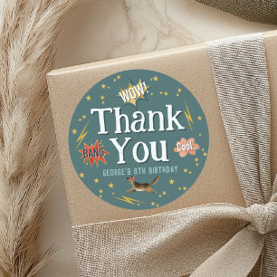 Boys Superhero Kindergeburtstag Gevor Runder Aufkleber