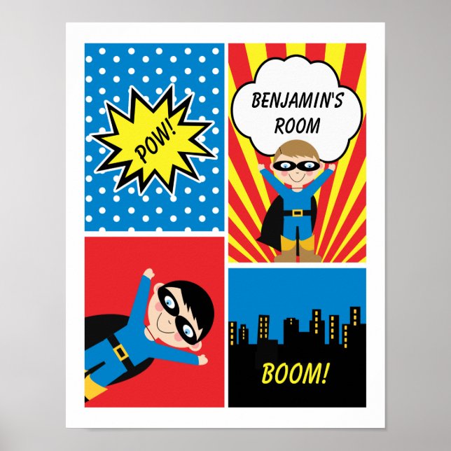 Boys Superhero Personalisiert Poster (Vorne)