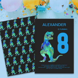 Boys T-Rex Dino 8. Geburtstagsparty Einladung