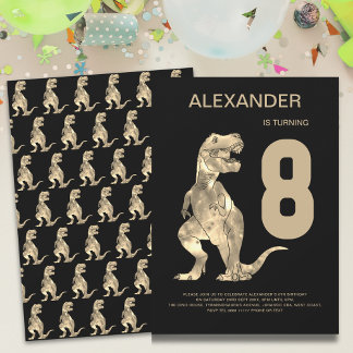 Boys T-Rex Dino 8. Geburtstagsparty Einladung