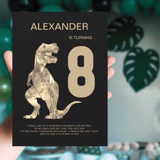 Boys T-Rex Dinosaur 8. Geburtstagsparty Einladung