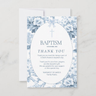 Boys Taufe Danke Karte, Blue Vintag Floral
