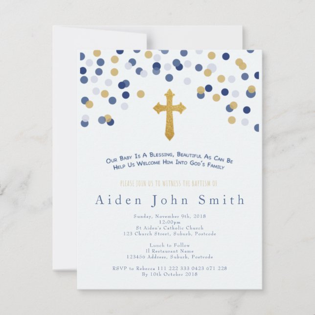 Boys Taufe Einladung (Vorderseite)