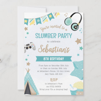 Boys Teepee Sleepover Invitation - Slumber Party Einladung