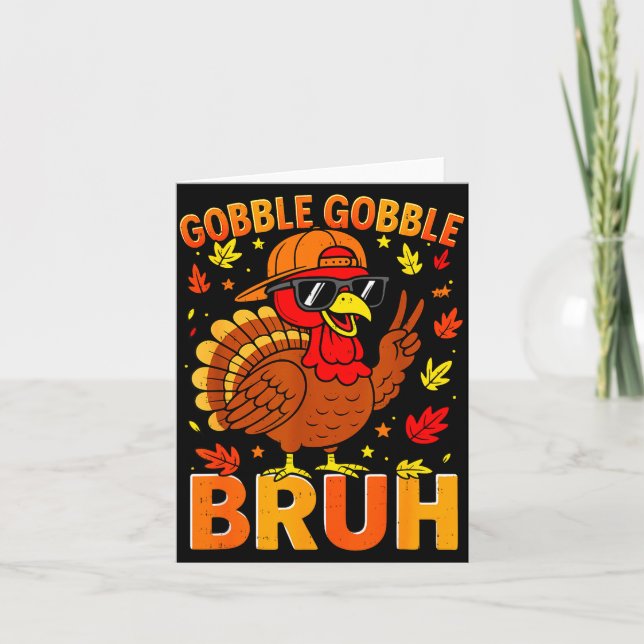 Boys Thanksgiving Bruh Turkey Gobble Family Boys G Karte (Vorderseite)