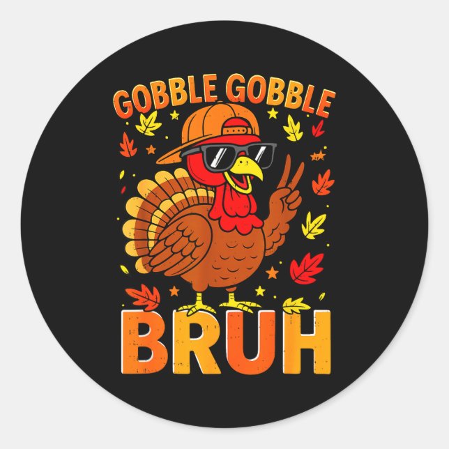 Boys Thanksgiving Bruh Turkey Gobble Family Boys G Runder Aufkleber (Vorderseite)
