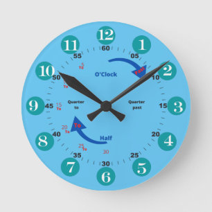 Boys Time Learning Round Clock Runde Wanduhr