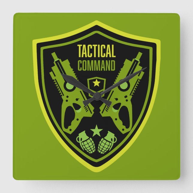 Boys Toy Dart Gun Battle Quadratische Wanduhr (Vorderseite)