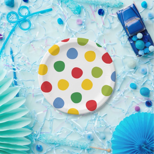 Boys Toys Birthday primäre Polka Dots Paper Teller (Party)