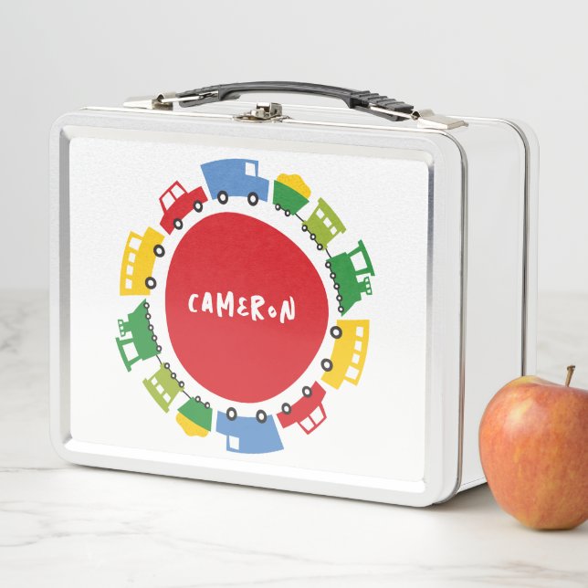 Boys Toys farbenfrohe LKW-Busbahn Metall Brotdose (Beispiel)