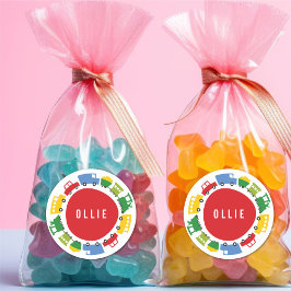 Boys Toys farbenfrohe Transport Kinderpartei Runder Aufkleber