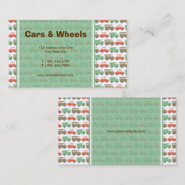 Boys Toys Fun Retro Pastels Niedliche Pkw-Busse Visitenkarte (Vorne/Hinten)