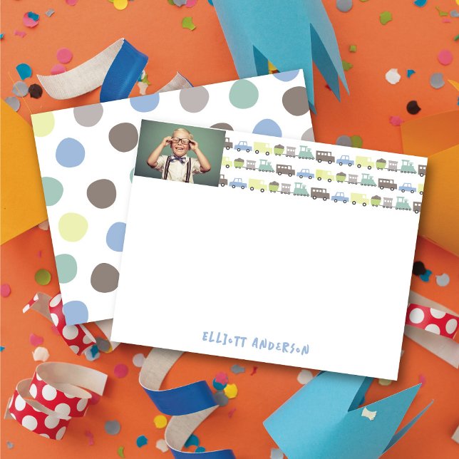 Boys Toys Fun Retro Transport Foto Kinder Vielen D Dankeskarte (Boys Toys Fun Retro Transport Photo Kids Thank You Stationery Note Card @ fatfatin_mini_me)