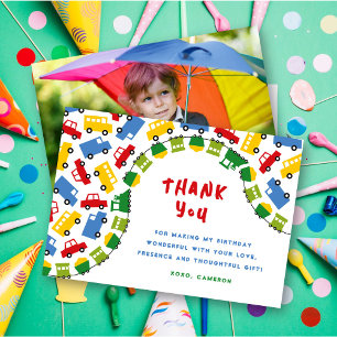 Boys Toys Fun Transport Pkw Bahn Foto Dankeskarte