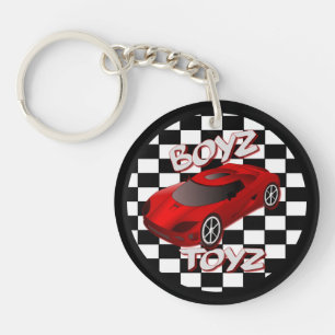 Boys Toys Red Sports Car Akryllische Schlüsselkett Schlüsselanhänger