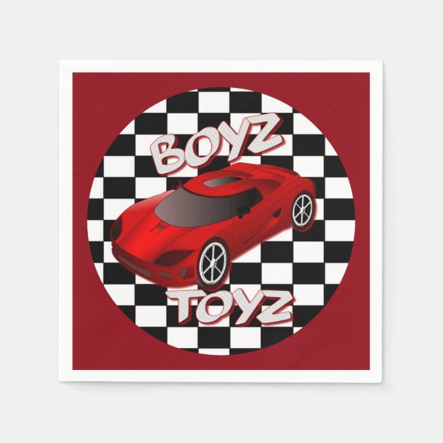 Boys Toys Red Sports Car Napkins 2 Serviette (Vorderseite)