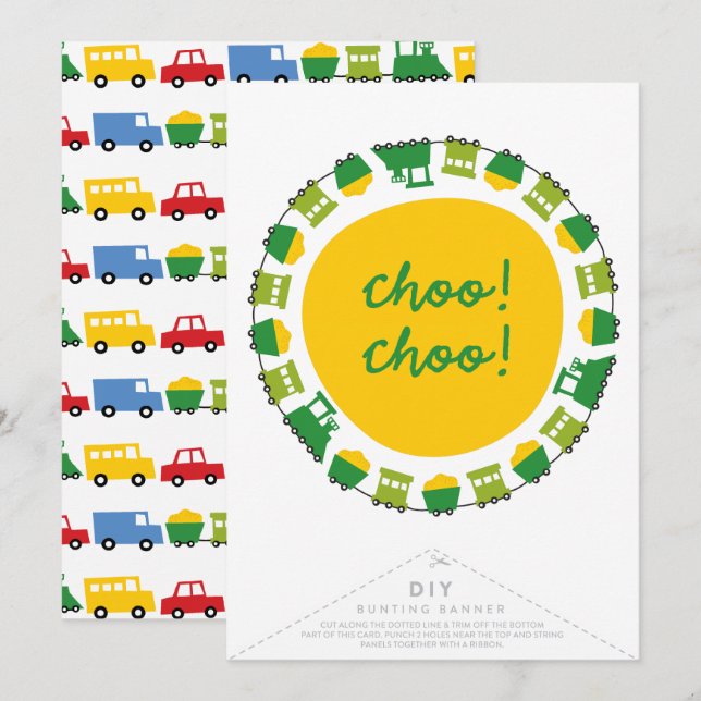 Boys Toys Transport Happy Birthday Party Banner Einladung (Vorne/Hinten)