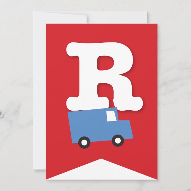 Boys Toys Transport Happy Birthday Party Banner Einladung (Vorderseite)