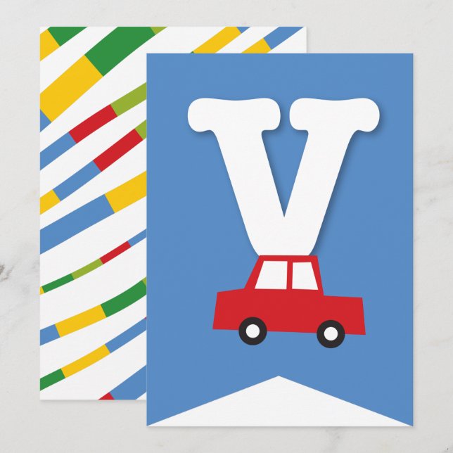 Boys Toys Transport Happy Birthday Party Banner Einladung (Vorne/Hinten)