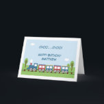 Boys Train 1. oder 2. Geburtstagskarte Karte<br><div class="desc">Die 1. oder 2. Geburtstagskarte dieses Jungen zeichnet sich durch einen niedlichen roten, blauen und gelben Zug in einer Landschaft aus. Ich habe einen weißen Rand um das Bild und einen kleinen Zug auf der Rückseite der Karte hinzugefügt. Dieses Bild wird mit einem Computerprogramm erstellt und wird von Kinderbuchabbildungen und...</div>