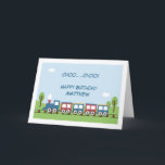 Boys Train 1. oder 2. Geburtstagskarte Karte<br><div class="desc">Die 1. oder 2. Geburtstagskarte dieses Jungen zeichnet sich durch einen niedlichen roten, blauen und gelben Zug in einer Landschaft aus. Ich habe einen weißen Rand um das Bild und einen kleinen Zug auf der Rückseite der Karte hinzugefügt. Dieses Bild wird mit einem Computerprogramm erstellt und wird von Kinderbuchabbildungen und...</div>