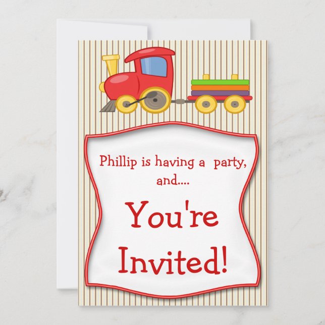 Boys Train Geburtstagsparty Einladung (Vorderseite)