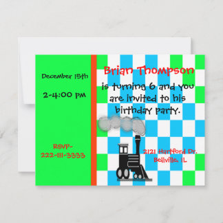 Boy's Train Motor Geburtstag Einladung