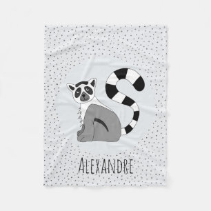 Boys Trendy Niedlich Dschungel Lemur & Name Kids Fleecedecke