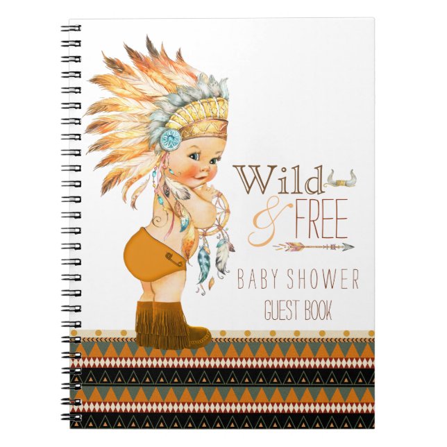 Boys Tribal Wild und Free Baby Shower Gästebuch Notizblock (Vorderseite)