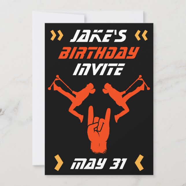 Boys Trick Scooter Birthday Einladung (Vorderseite)