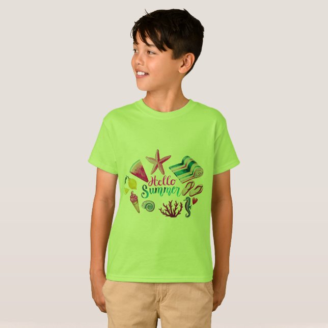 Boys' Tropical Hello Summer Tee - Vibrant Green  (Vorne ganz)