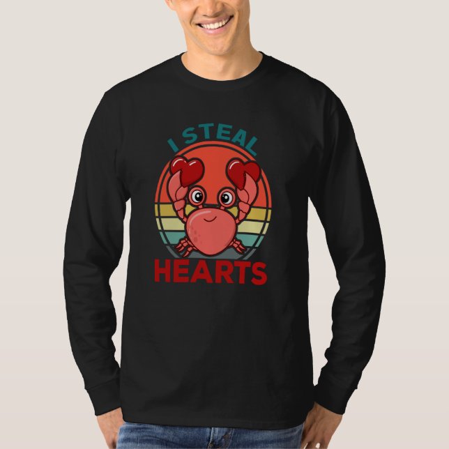 Boys Valentines Day Kids Crab I Steal Hearts T-Shirt (Vorderseite)