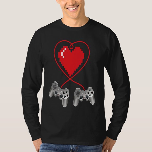 Boys Valentines Day Video Game Controller Heart Ga T-Shirt (Vorderseite)