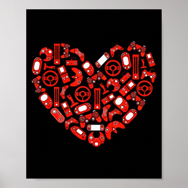 Boys Valentinstag Gaming-Videospielcontroller  Poster (Vorne)