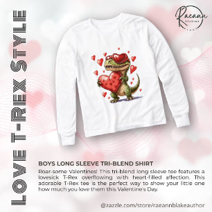 Boys Valentinstag T-Rex Langarm