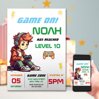 Boys Video Game Geburtstagsparty Einladung