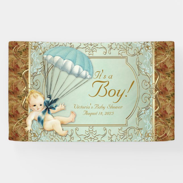 Boys Vintag Baby Dusche Banner (Horizontal)