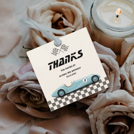 Boys Vintag Blue Retro Rennwagen Geburtstagsparty Geschenkanhänger