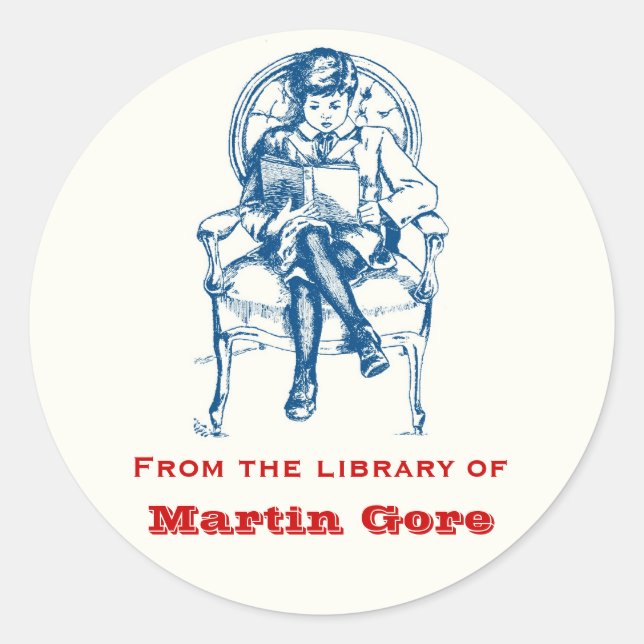 Boys Vintag Buchzeichen Stickers (Vorderseite)