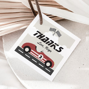 Boys Vintag Red Race Car Geburtstagsparty Geschenkanhänger