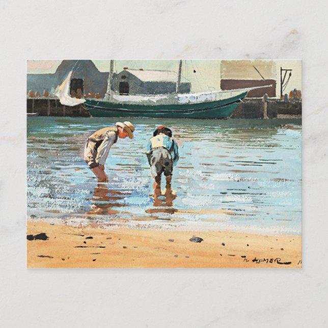 Boys Wading, berühmtes Kunstwerk von Winslow Homer Postkarte (Vorderseite)