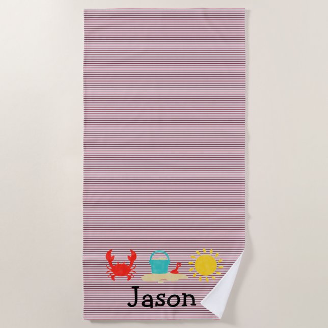 Boys Watercolor Beach Trio Beach Handtuch (Vorderseite)