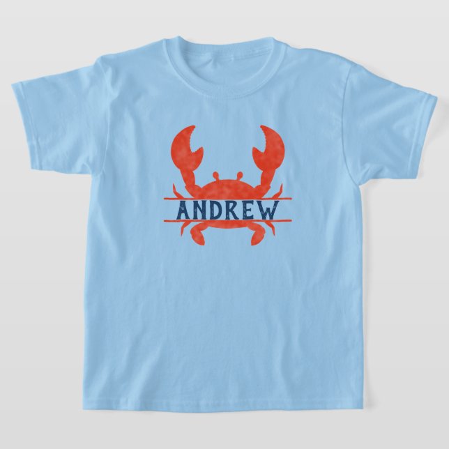 Boys Watercolor Crab Split Name T-Shirt (Ablage )